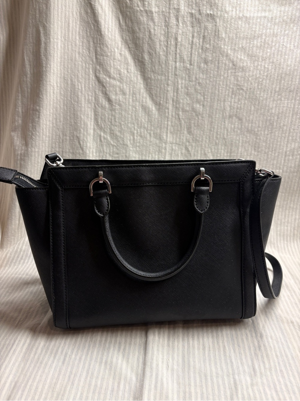 Michael Kors Black Leather Tote with Silver-Tone Hardware - Picture 3 of 9